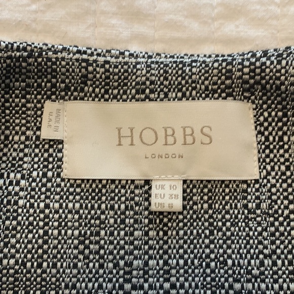 HOBBS LONDON car coat zippered front lined jacket boucle coat grey white size 6 - Picture 5 of 16